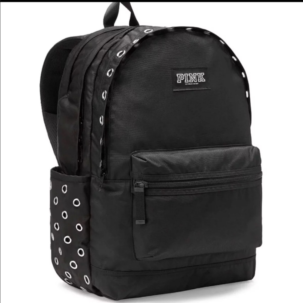 VS PINK black grommet backpack book bag NEW